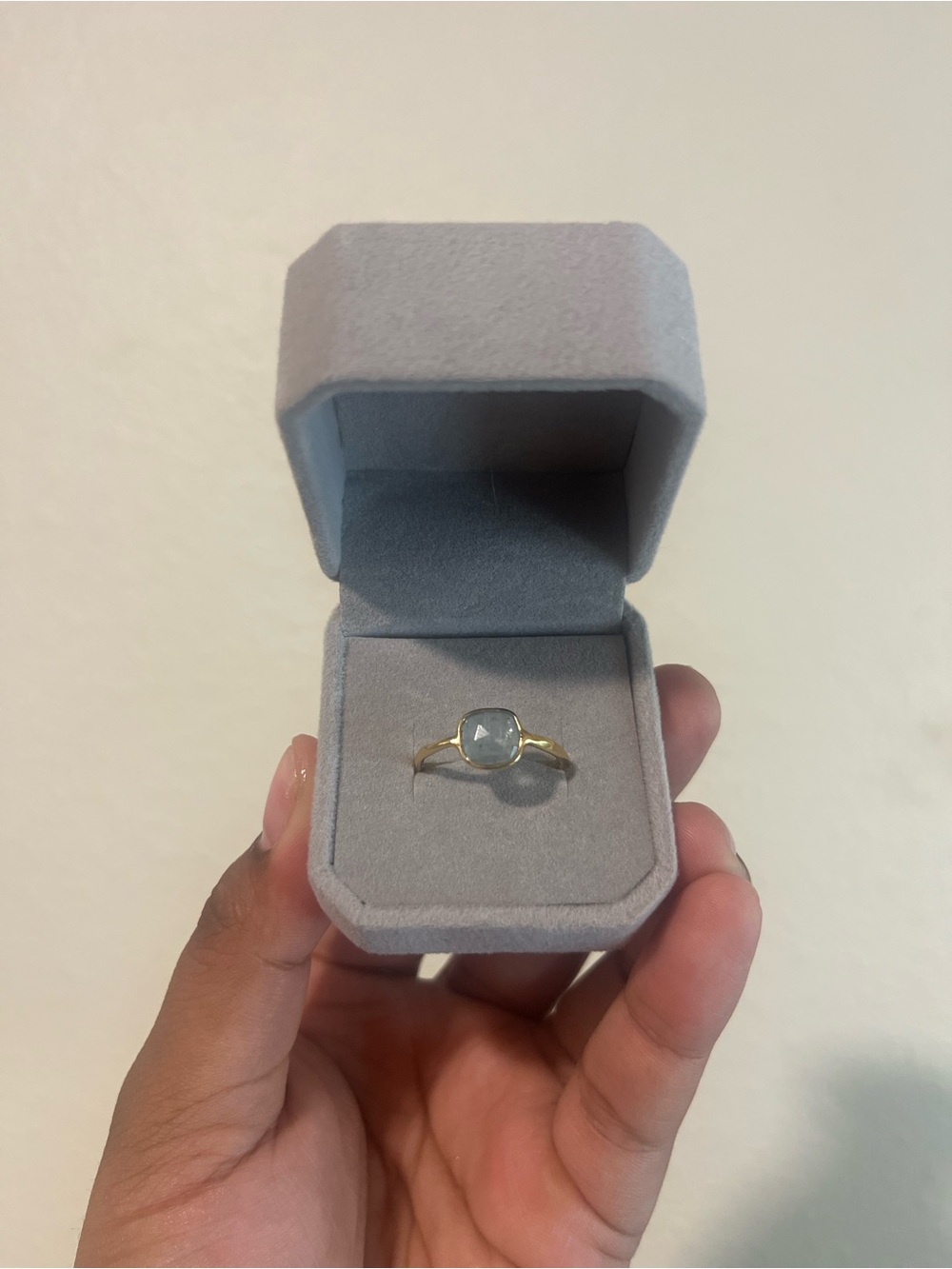Gold Plated S925 Sterling Silver Faceted Blue Topaz Ring